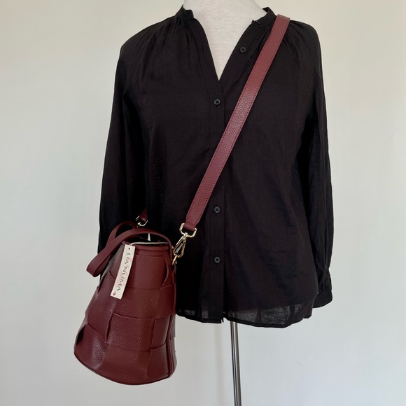 NWT - Lia Numia Italian Leather Woven Purse - Red/Burgundy - Picture 11 of 11